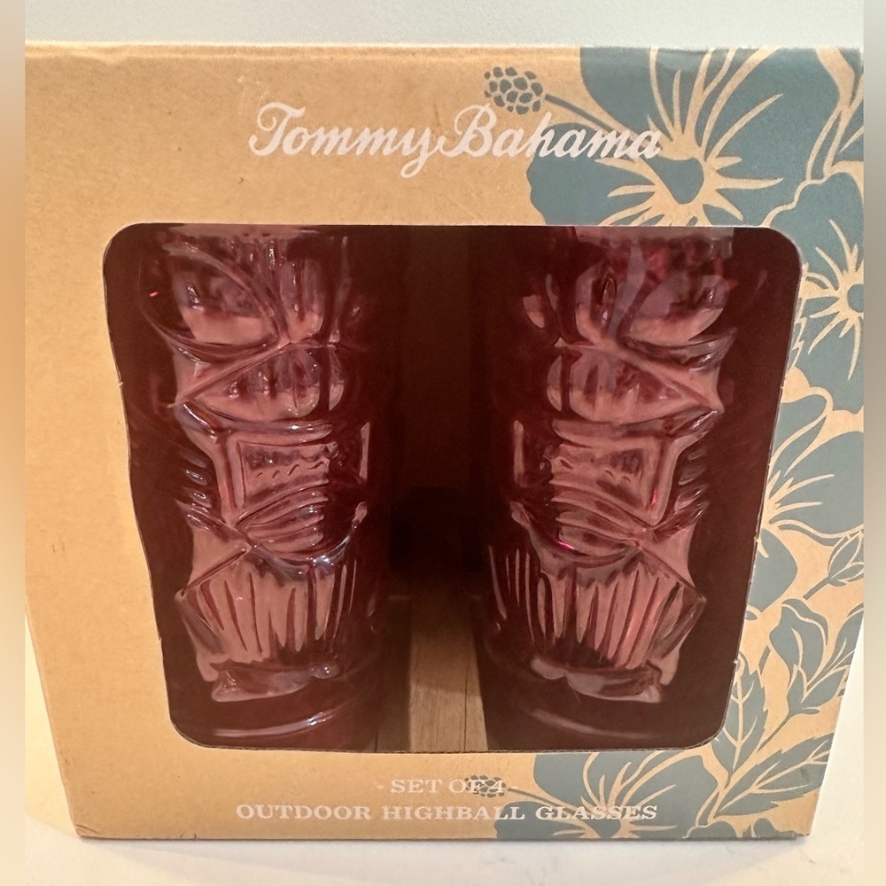 Tommy Bahama shatter resistant BPA free set of four highball tiki cups